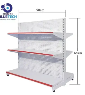 Kệ Siêu Thị Đôi Tôn Đục Lỗ 3 Tầng (D90cm x C120cm) | Bluetech Cao Cấp