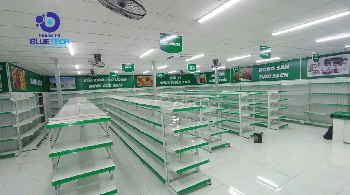Thi công giá kệ trưng bày hàng siêu thị lưng lưới tại Yên Thành Nghệ An